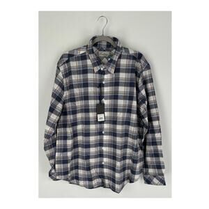California Shirt Co Mens Navy Yarn Dye Oxford Long Sleeve Shirt Plaid XL NWT